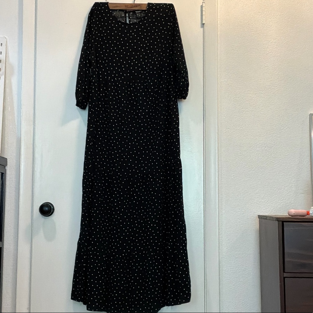 New Look Black and White Polka Dot Long Sleeve Dress